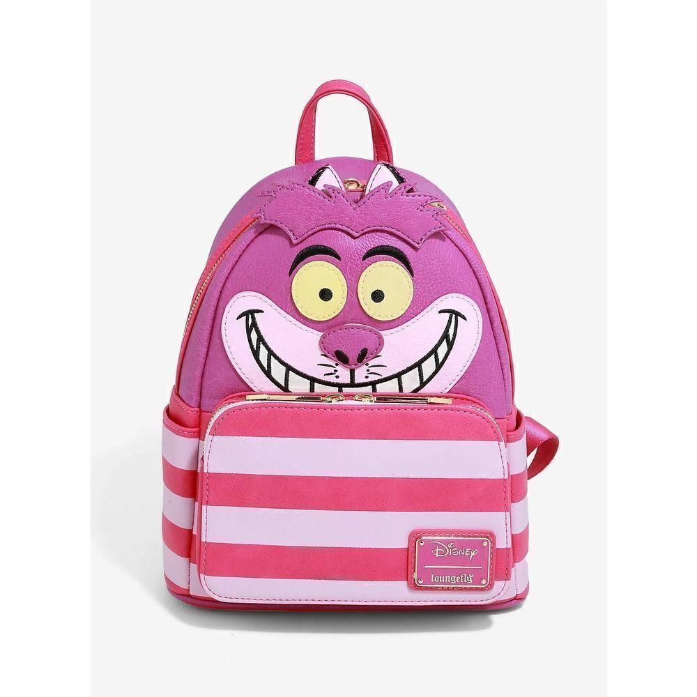 LOUNGEFLY Disney Cheshire Cat FUZZY TAIL Mini Backpack Alice in Wonderland NWT